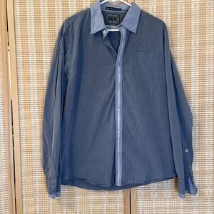 Scotch & Soda Mens 2X Shirt Gray Pin Stripe Button Up Office Streetwear Preppy